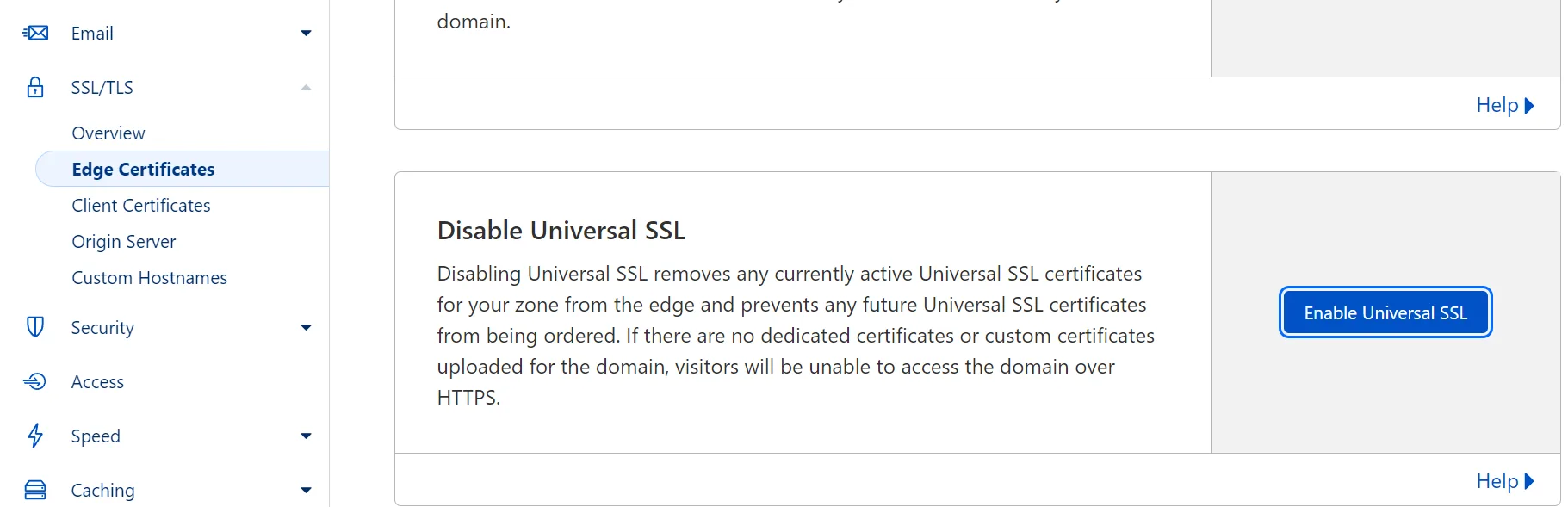 Bạn Chọn Lại Enable Universal SSL