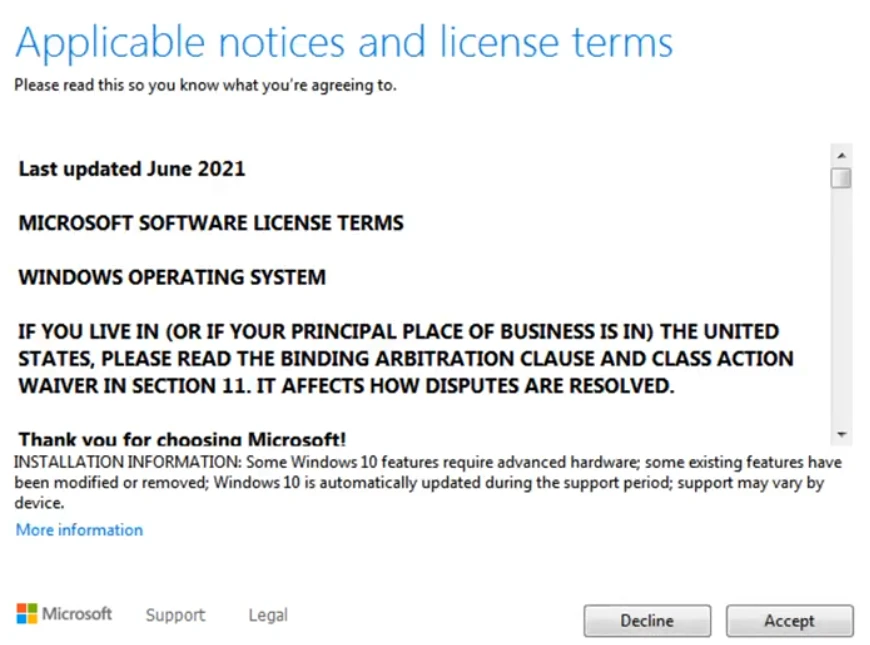 Bạn Nhấn Accept để đồng ý điều Khoản Của Microsoft