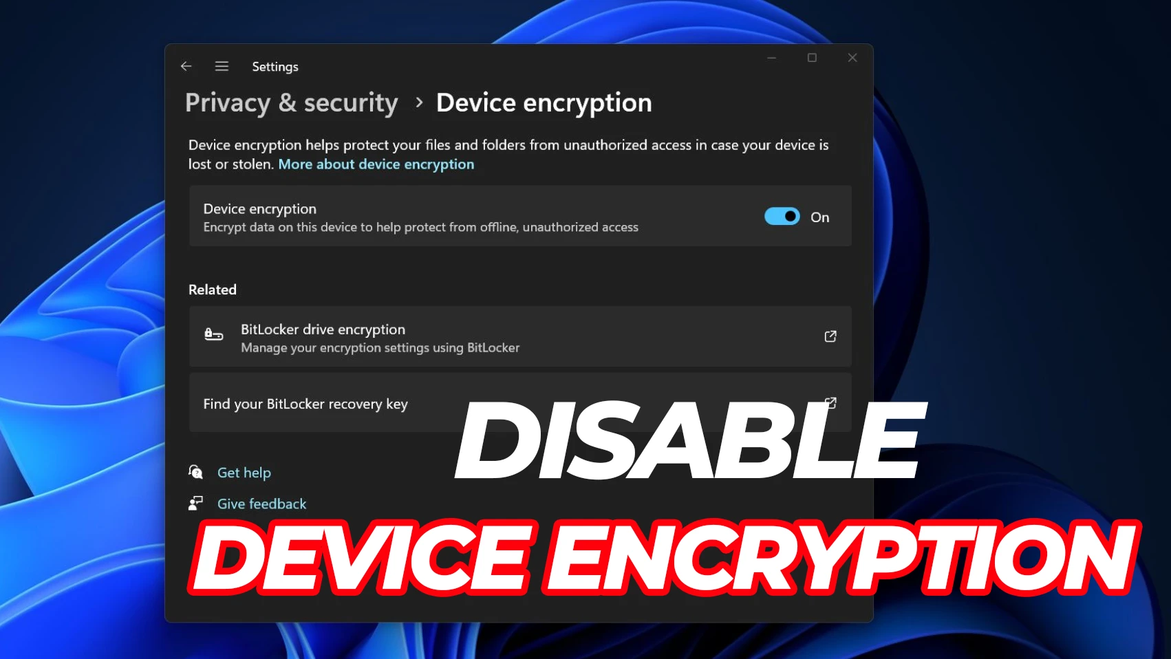 Disable Device Encryption Windows 11