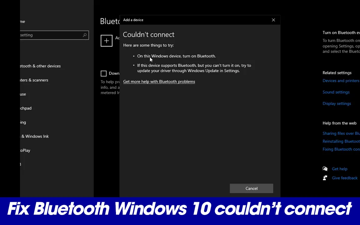 Fix Bluetooth Windows 10 Couldn't Connect